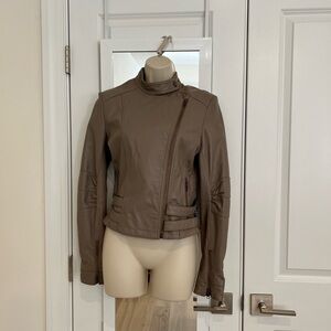 Dallin Chase Leather Moto Jacket | Gray /taupe size Small